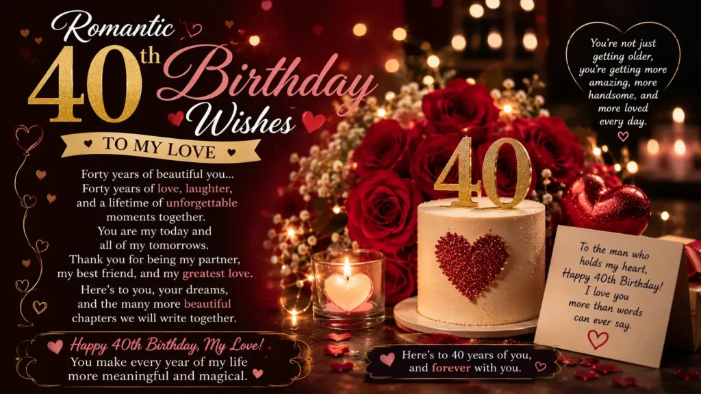 Romantic 40th Birthday Wishes